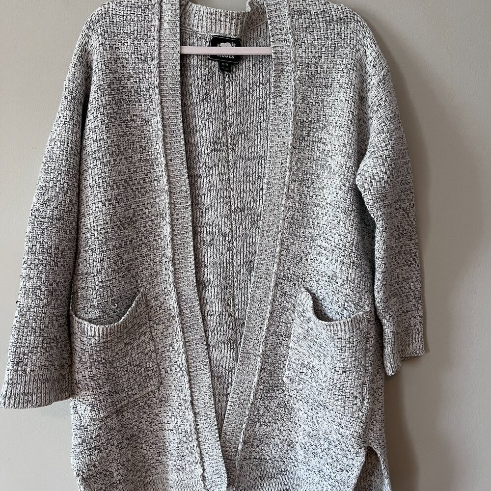 Roots / Medium size / Cozy Knit Cardigan / Grey - salt & pepper